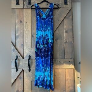 Elegant Blue Floral Maxi Dress
